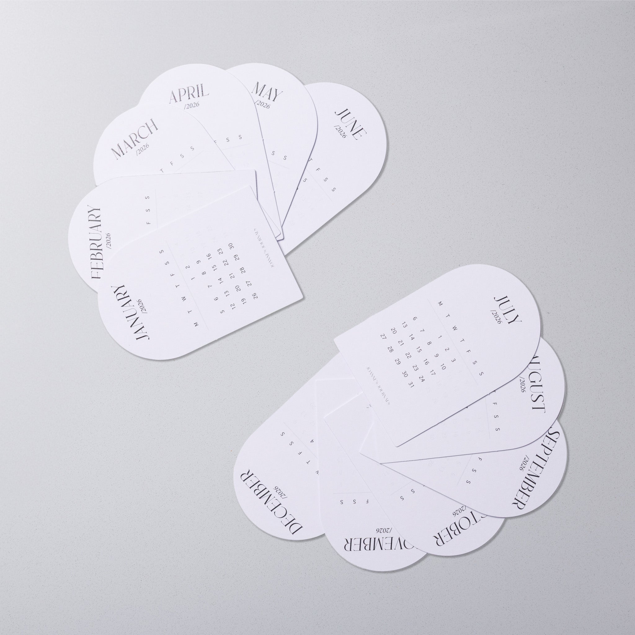 2026 Monthly Calendar Cards