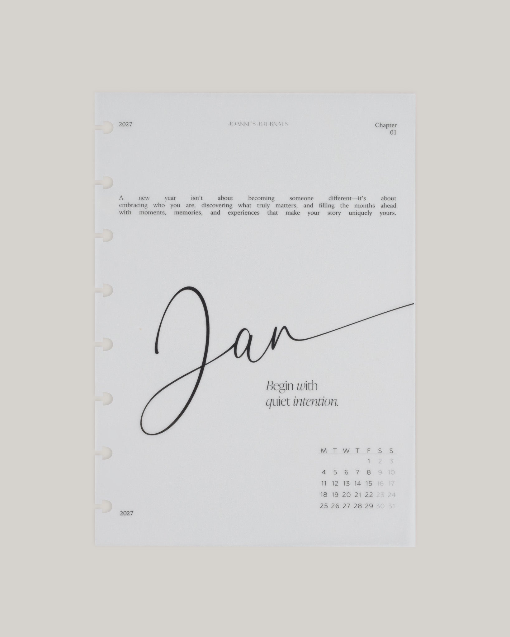 Monthly Vellum Dashboard Set | 2027