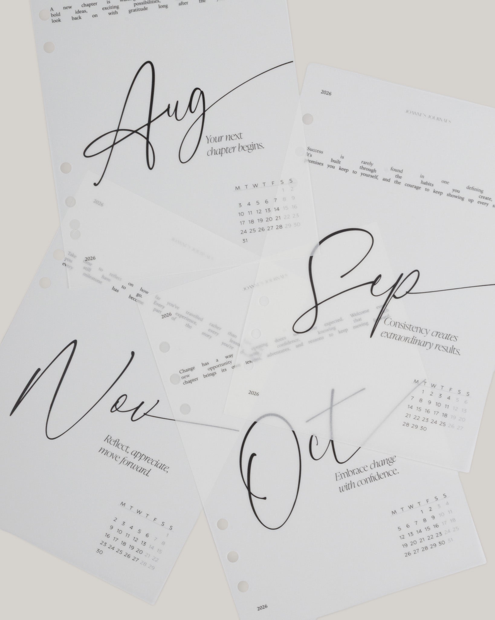Monthly Vellum Dashboard Set | Academic 2026-2027