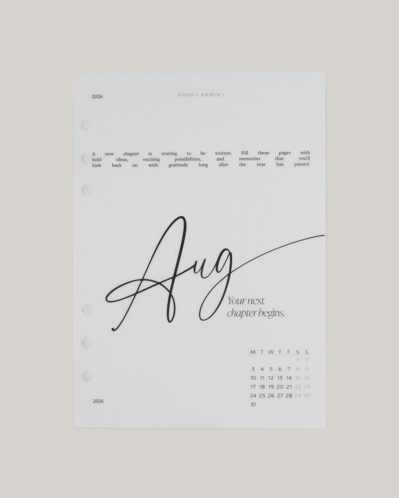 Monthly Vellum Dashboard Set | Academic 2026-2027