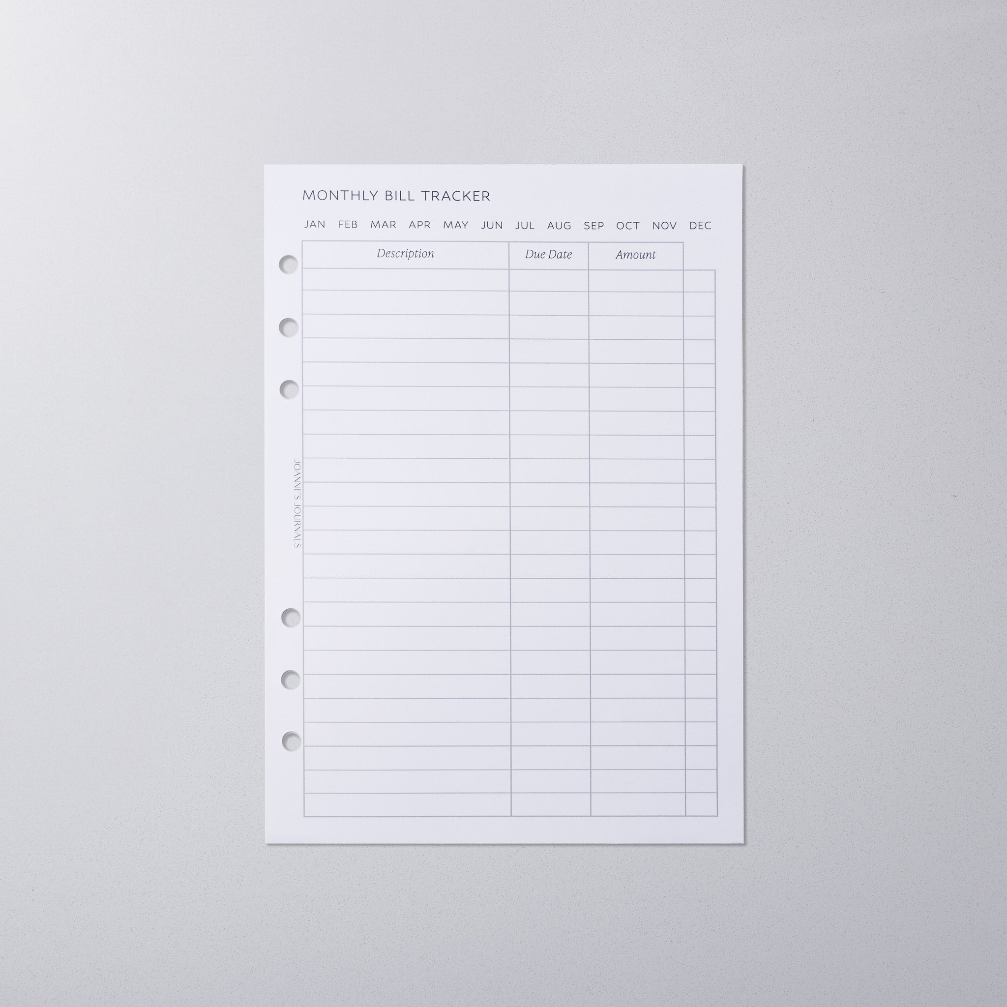 Monthly Bill Tracker