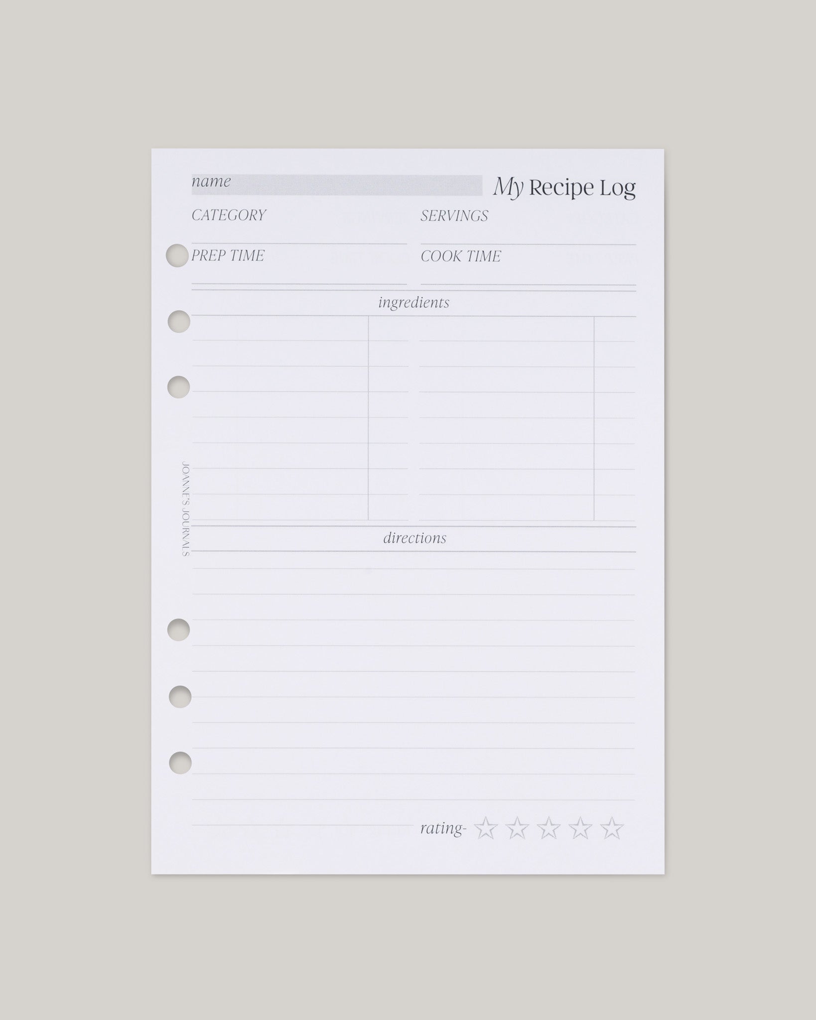 Recipe Log