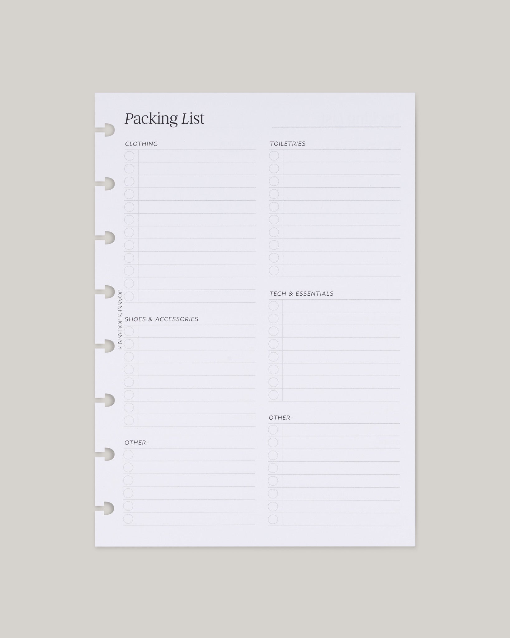 Packing List