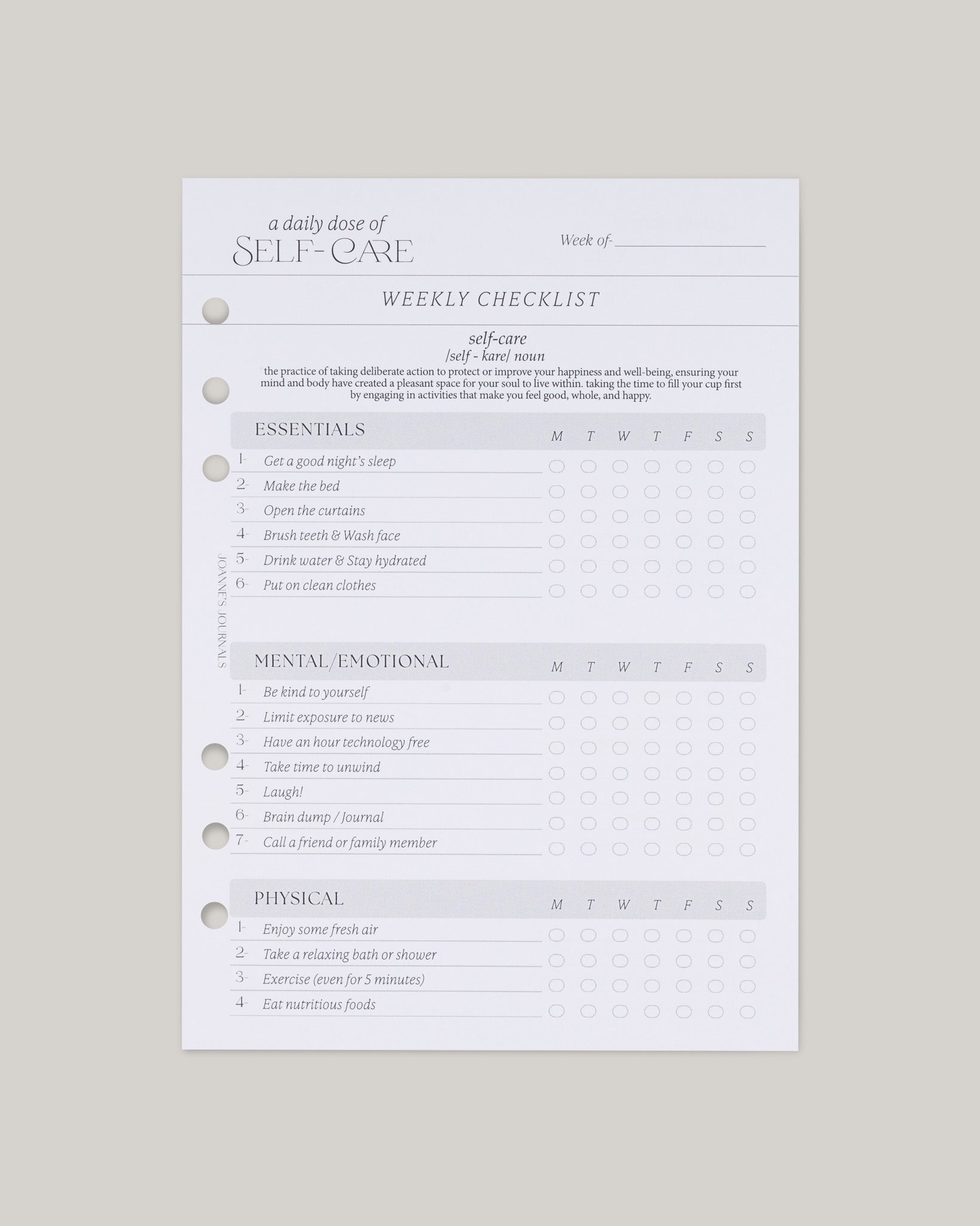 Self - Care Checklist