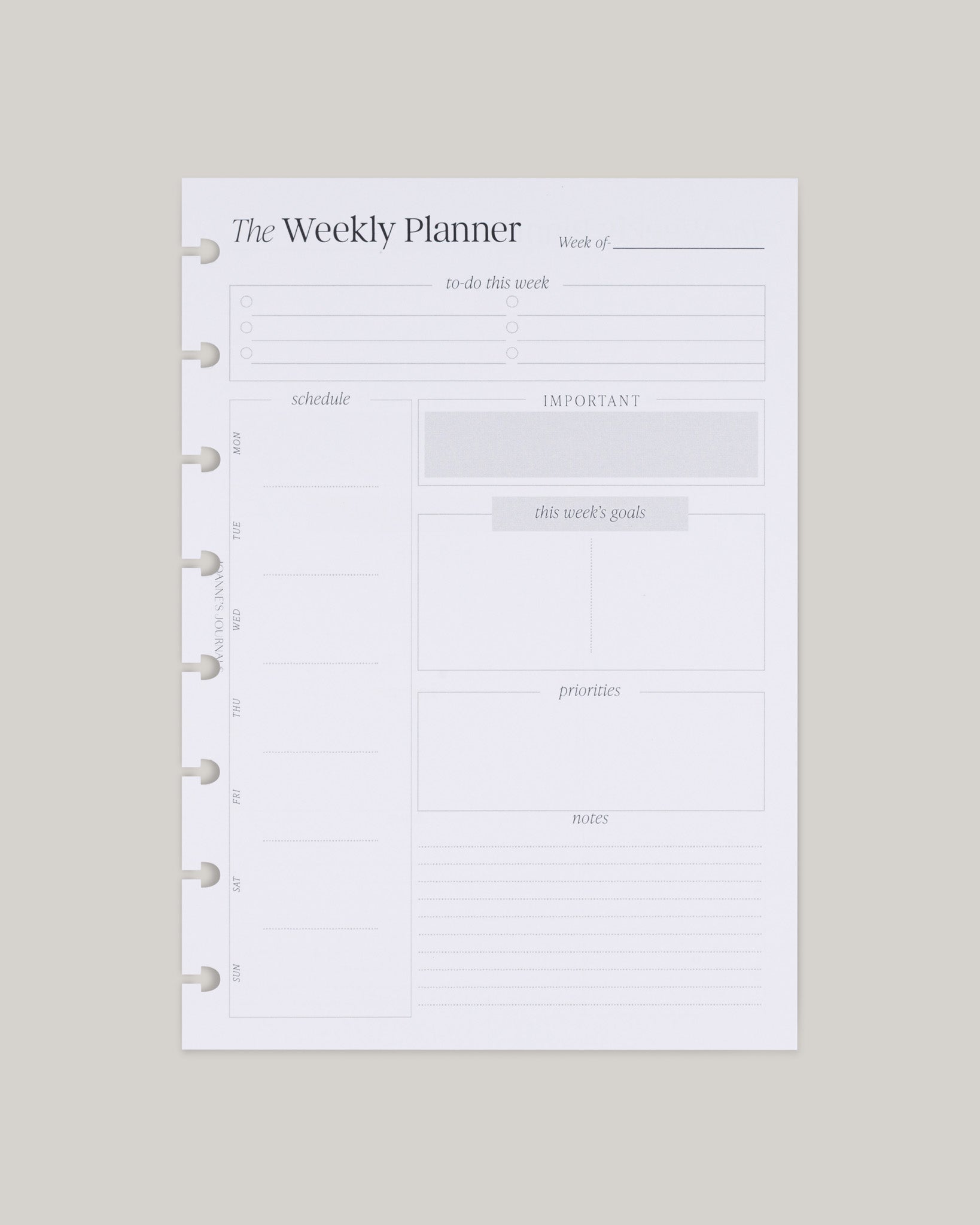 The Weekly Planner