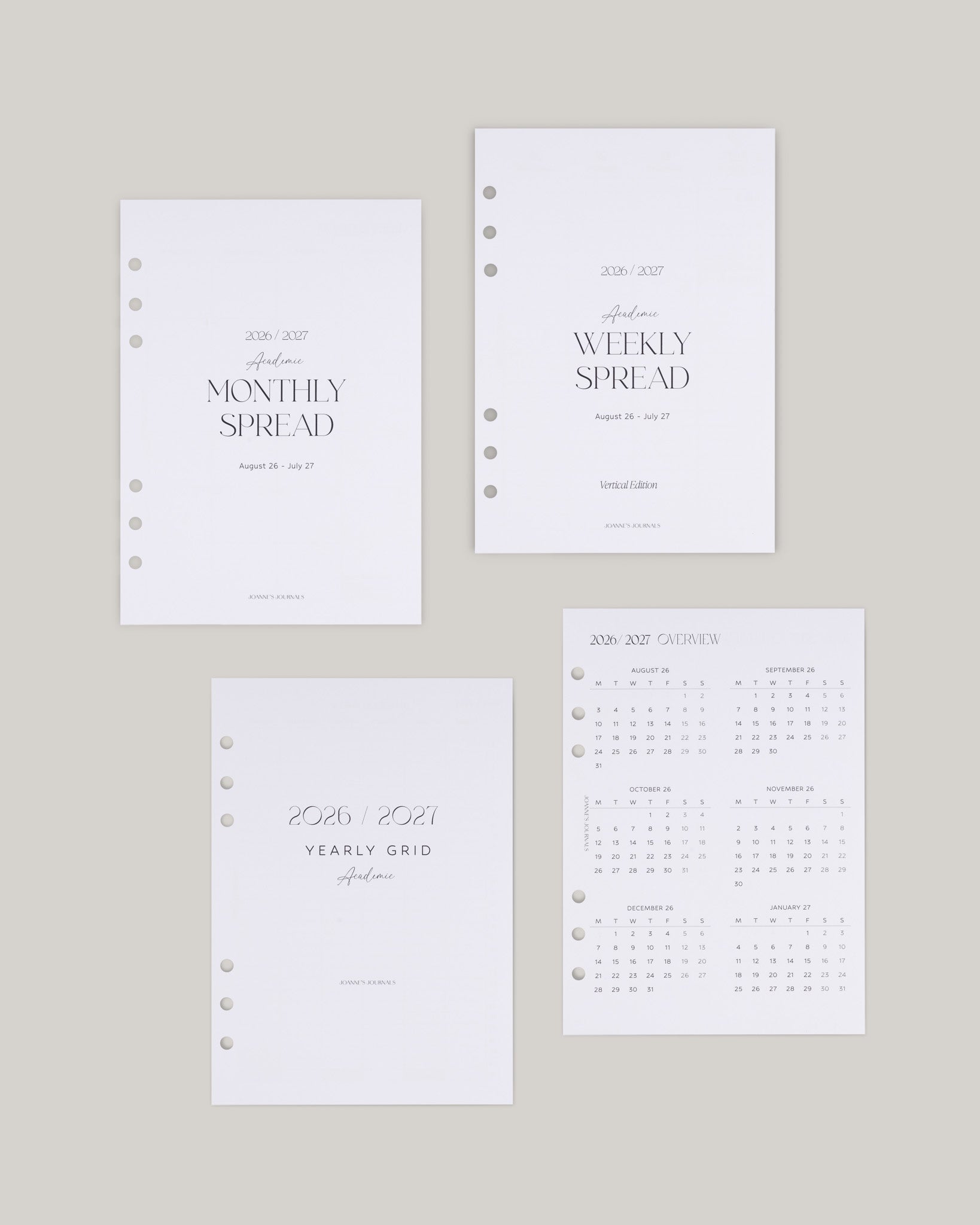 Minimalist Insert Bundle | Academic 2026-2027