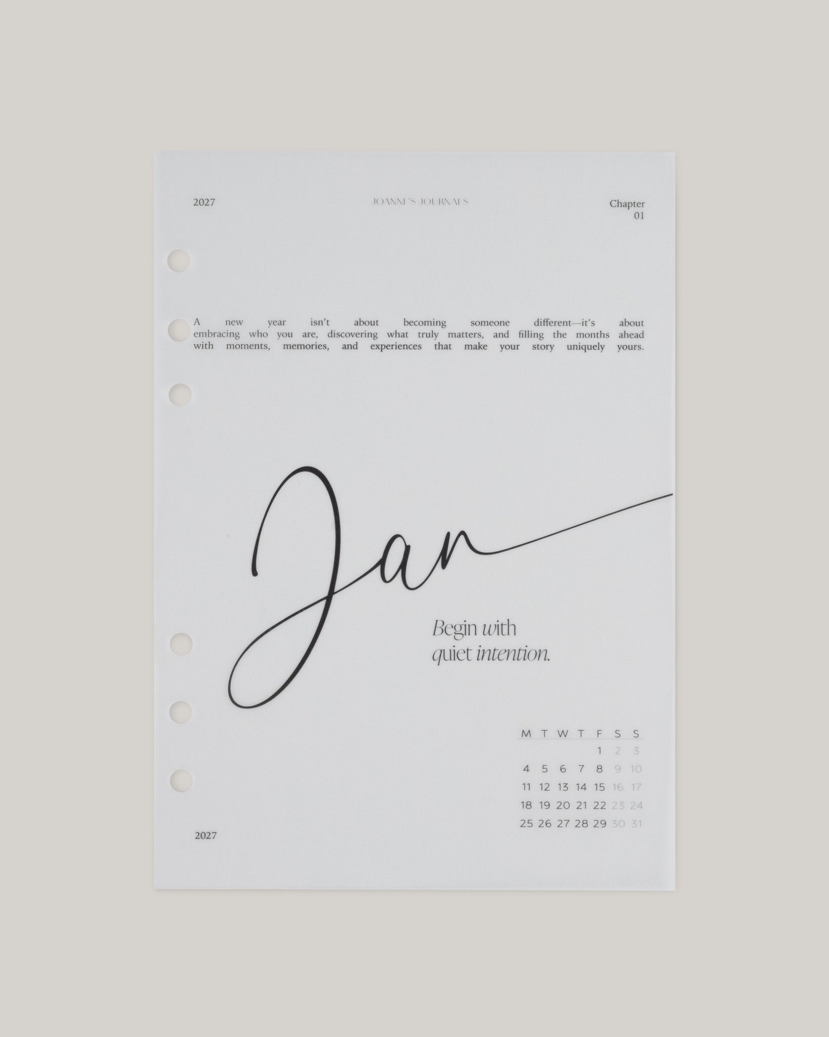 Monthly Vellum Dashboard Set | 2027