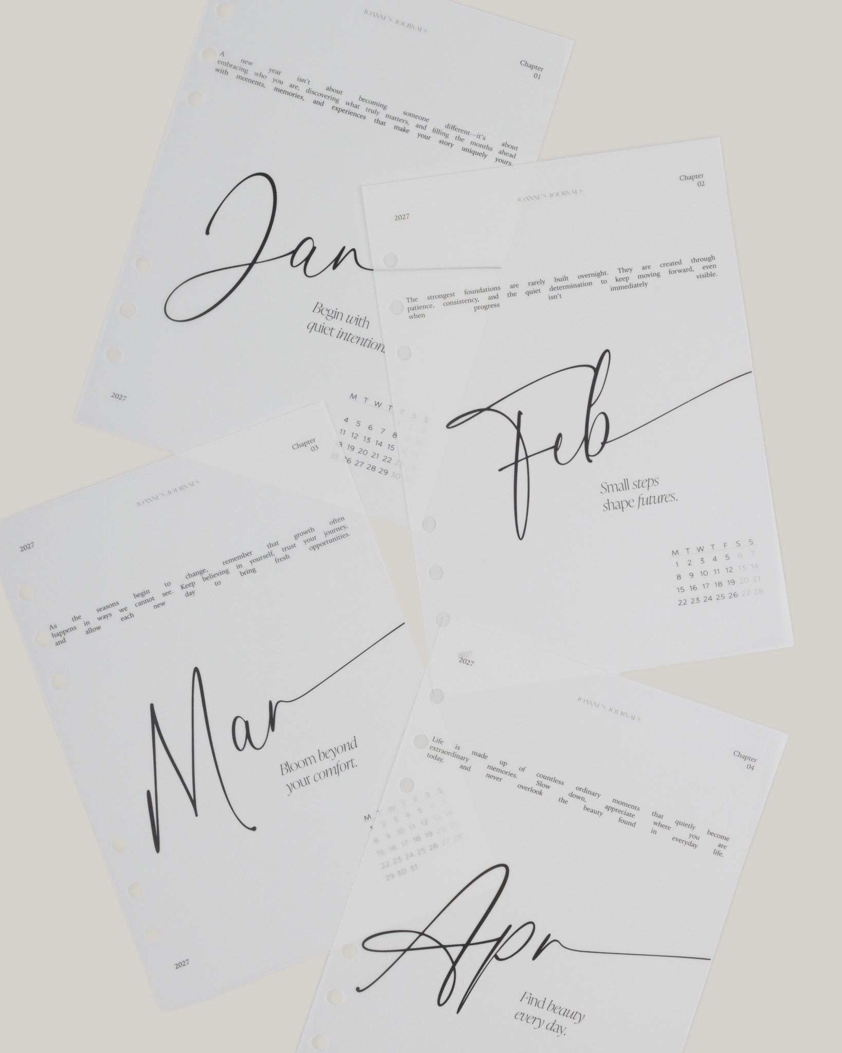 Monthly Vellum Dashboard Set | 2027