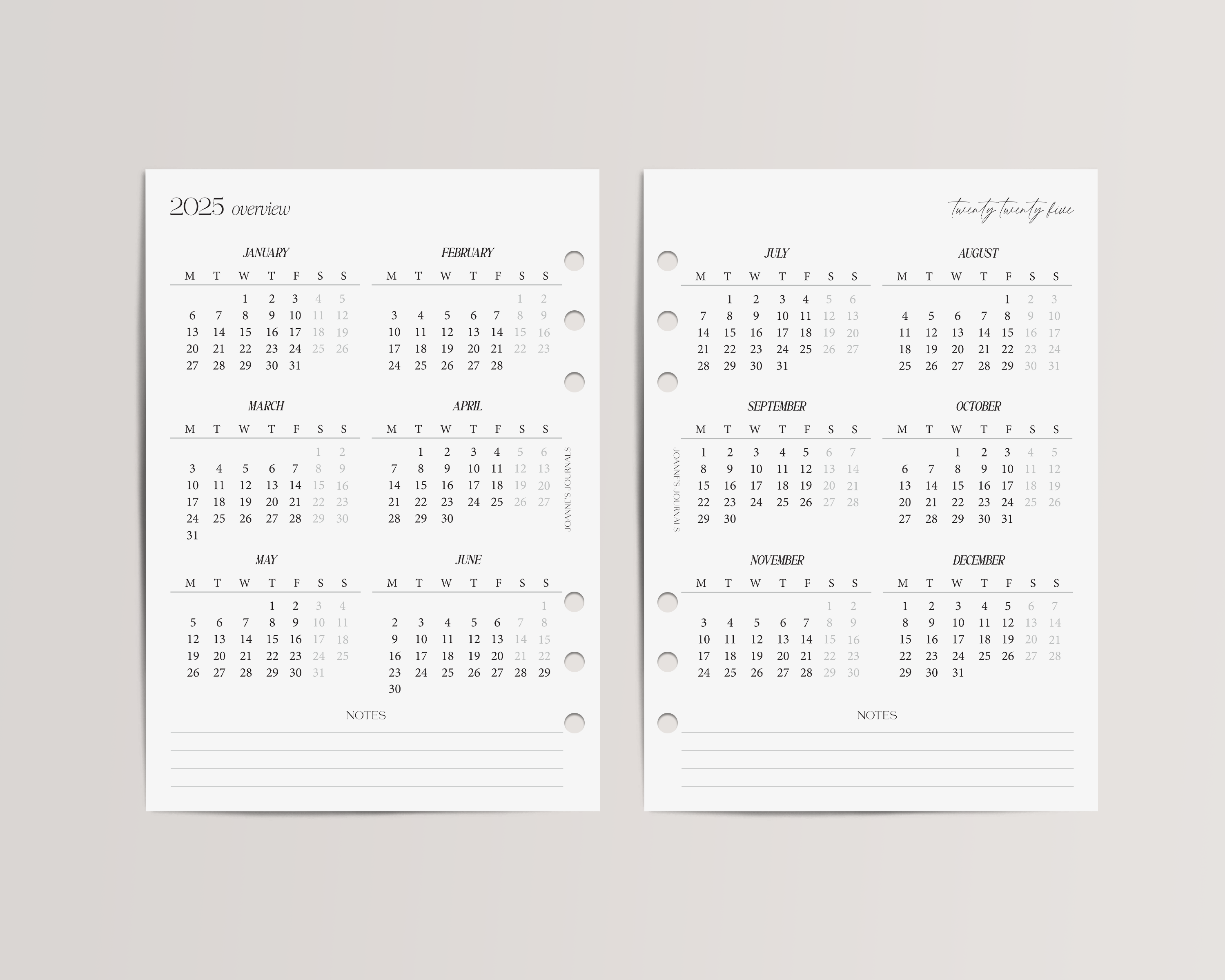 Yearly Calendar Overview-2025