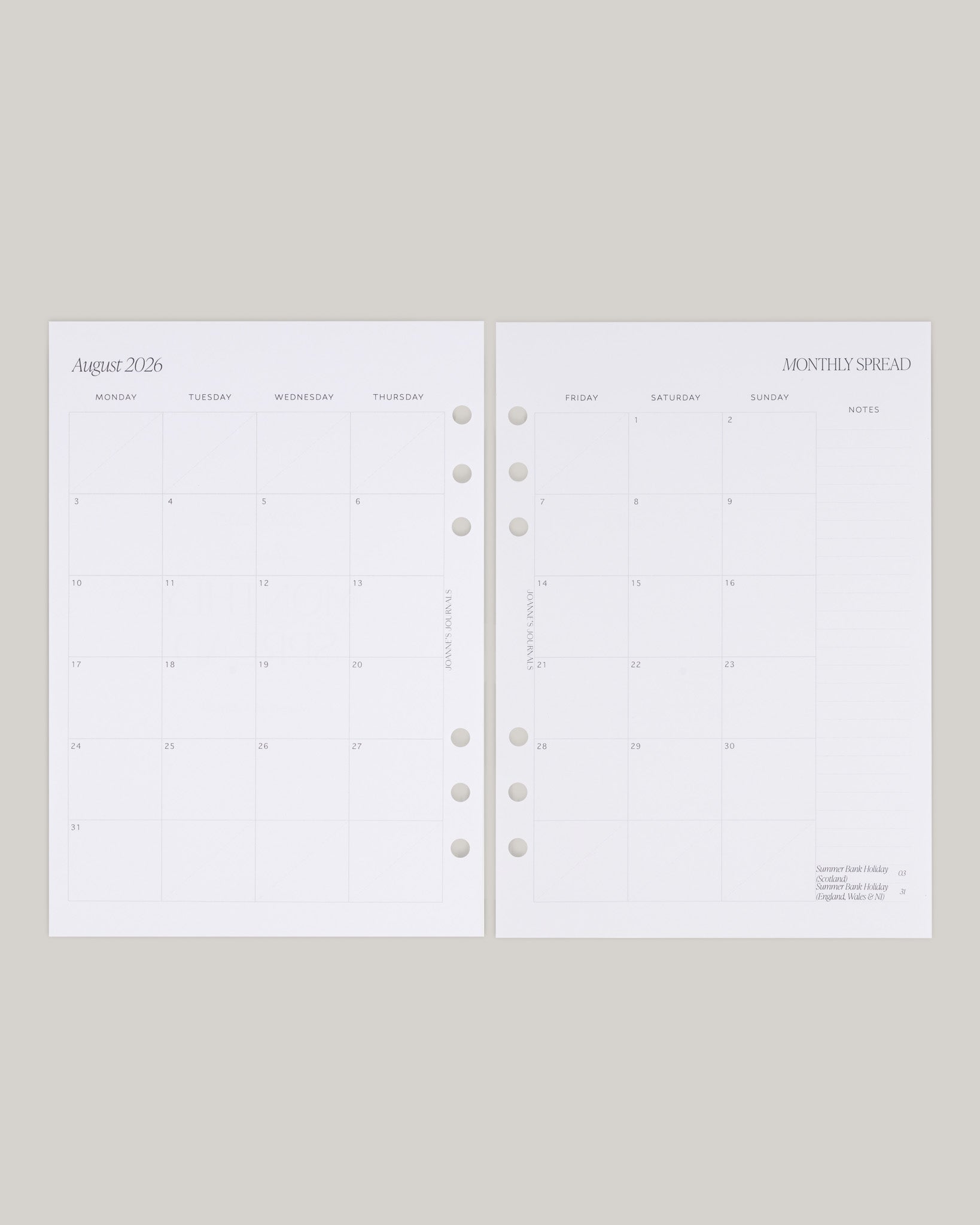 Monthly Spread | Academic 2026-2027