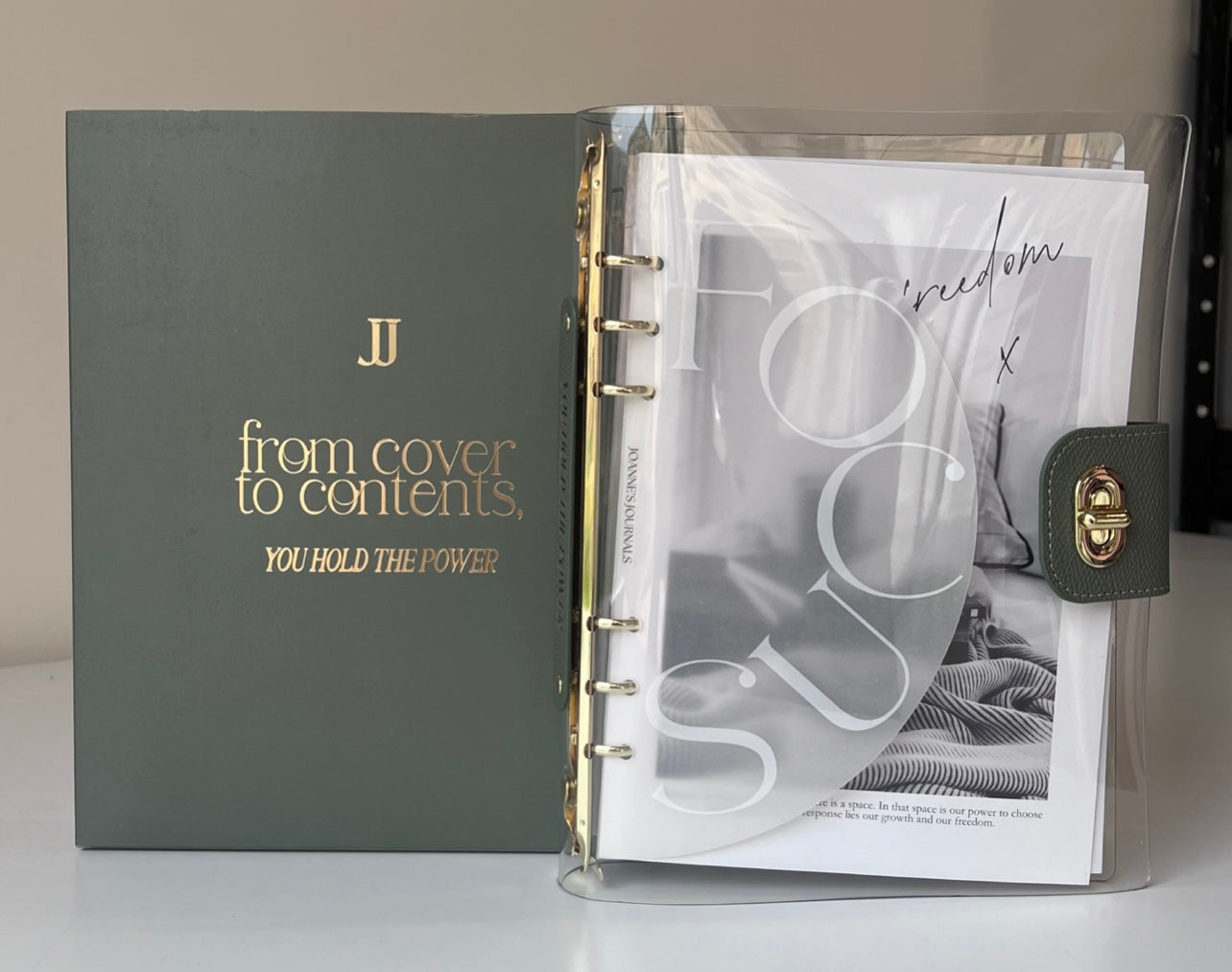 Olive Transparent Ring Binder