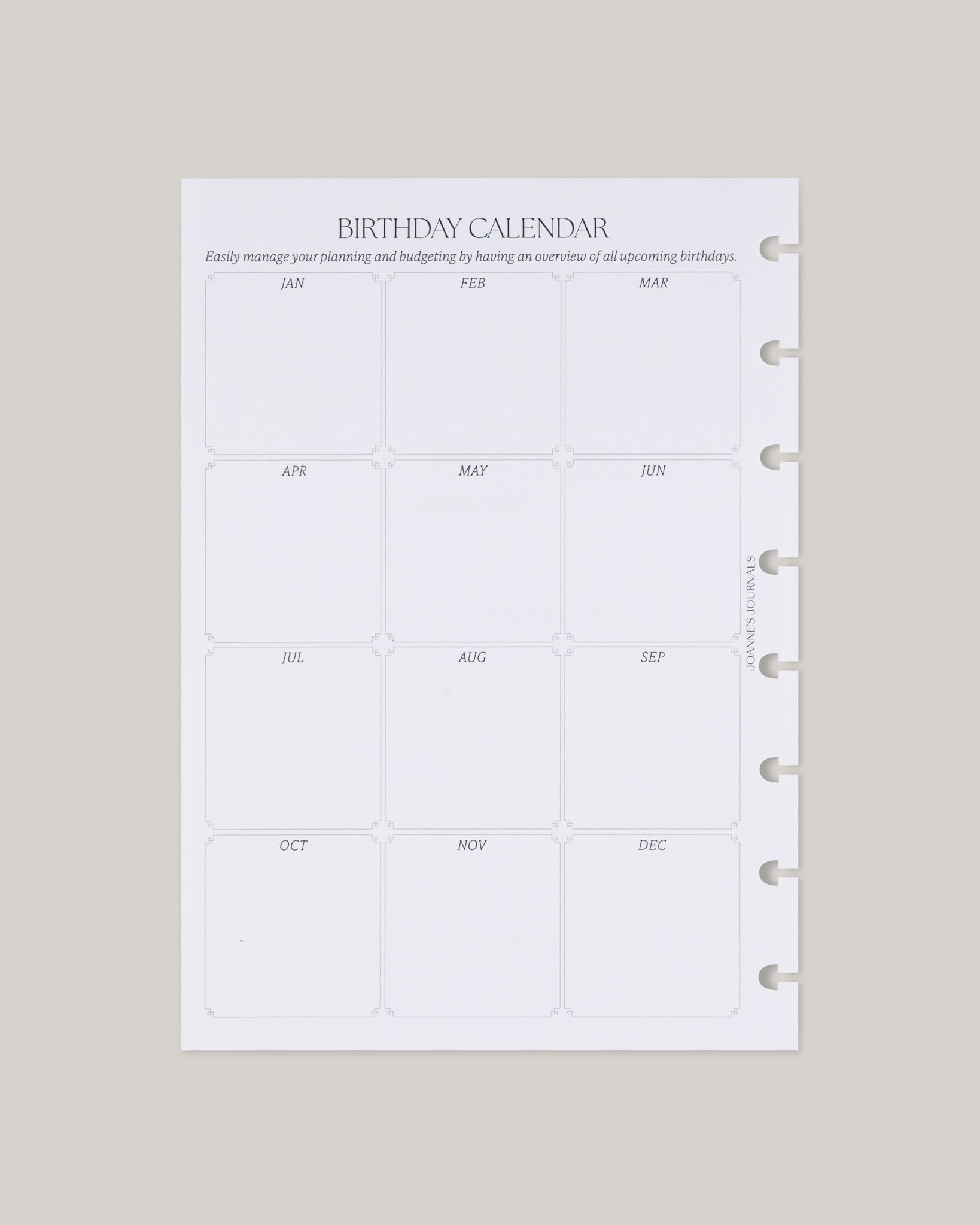 Birthday Calendar