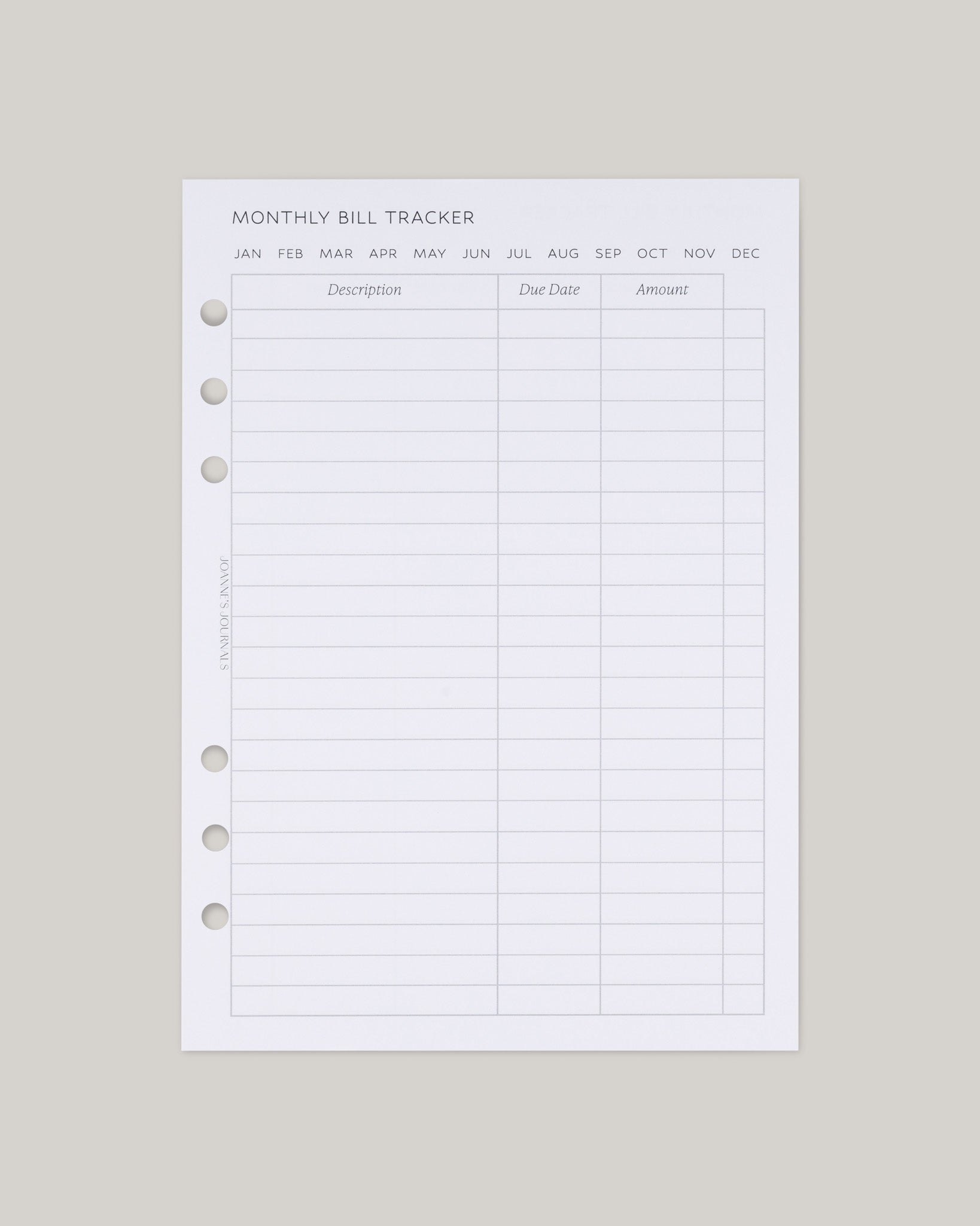 Monthly Bill Tracker