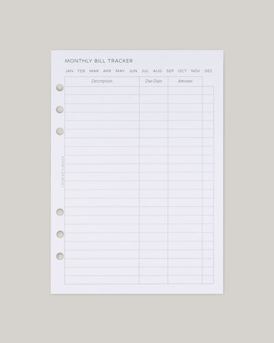 Monthly Bill Tracker