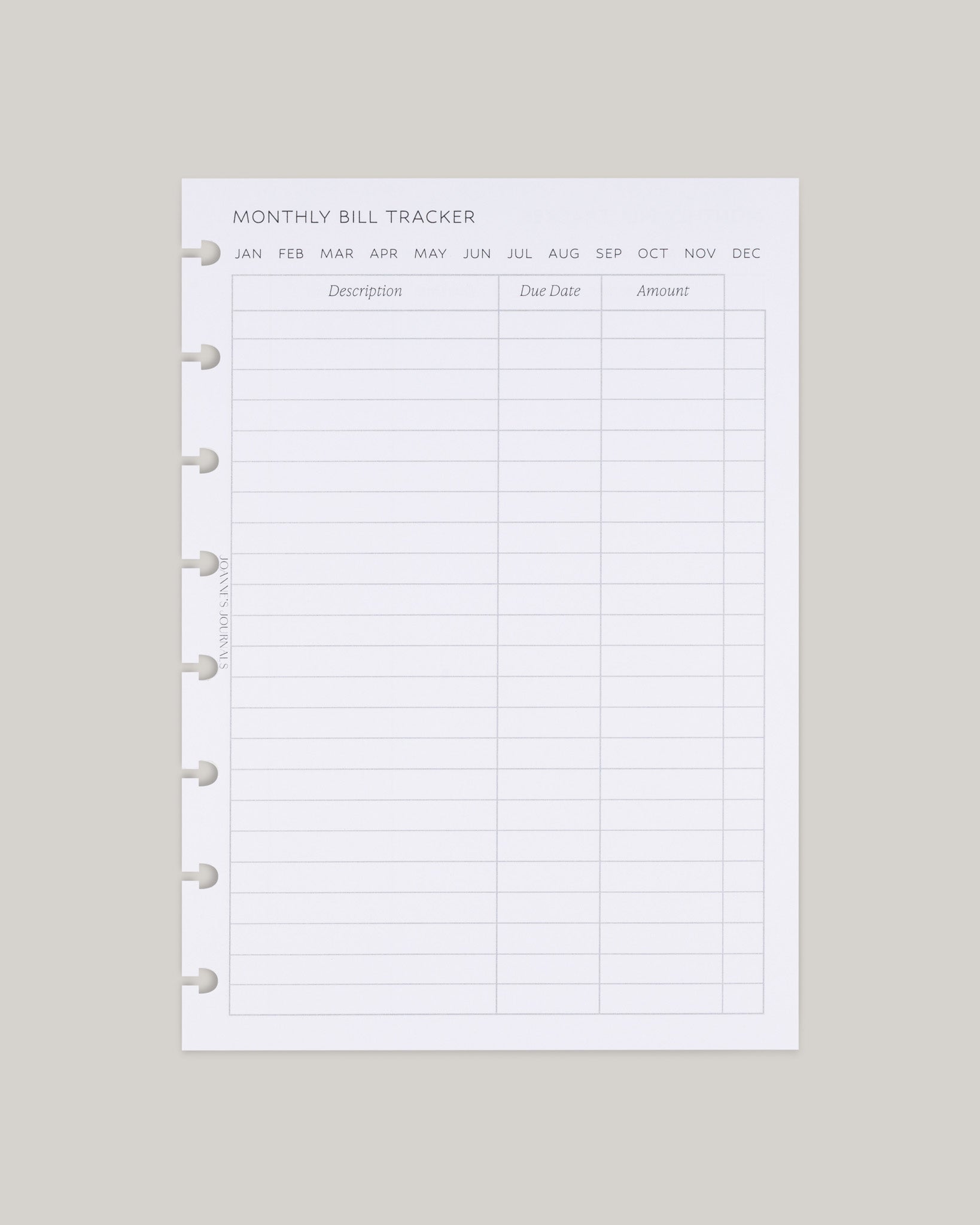 Monthly Bill Tracker