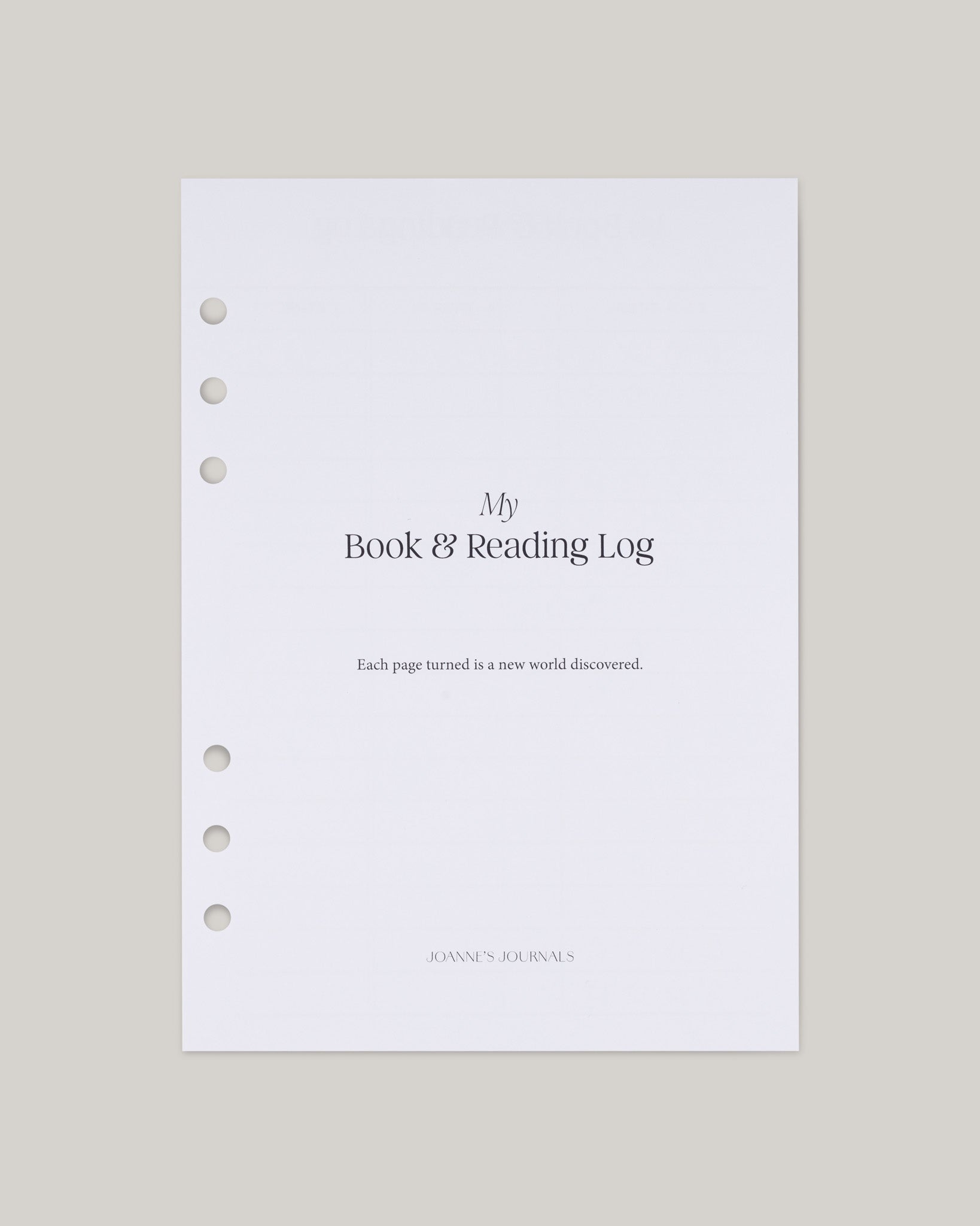 Book & Reading Log