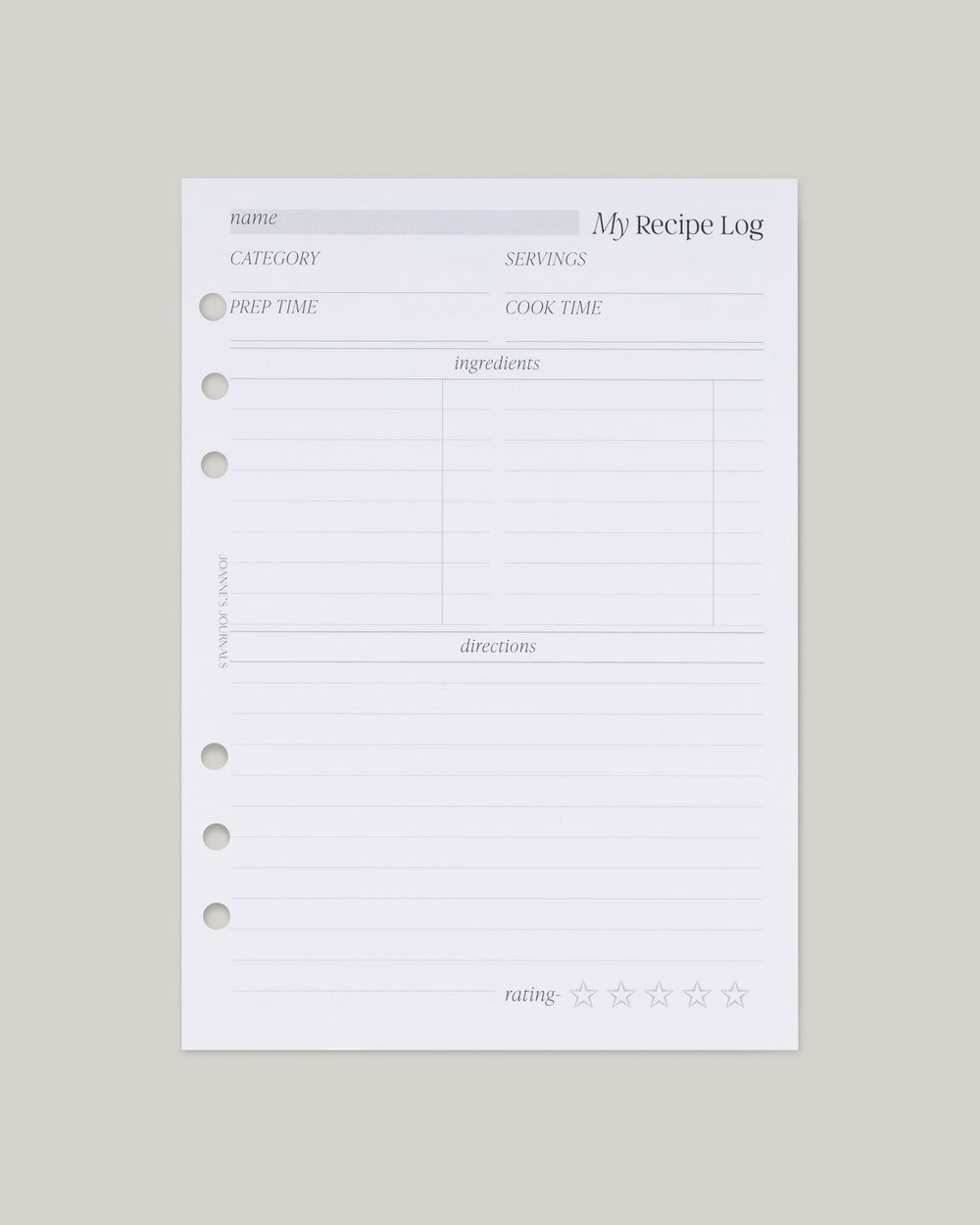Recipe Log