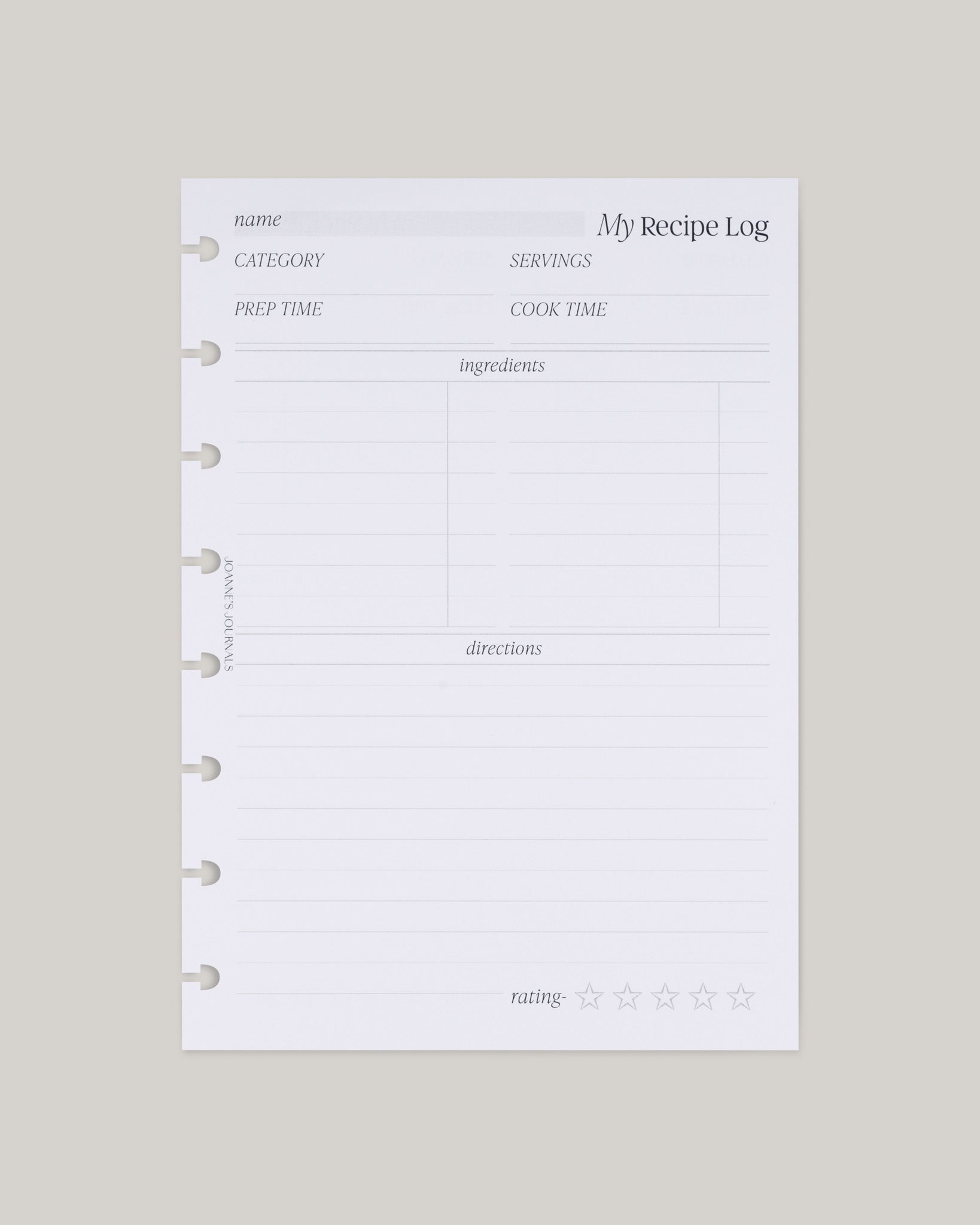 Recipe Log