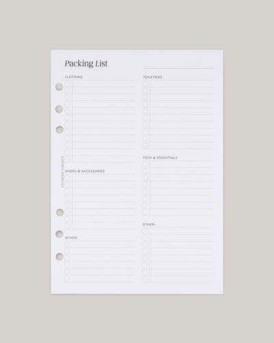 Packing List