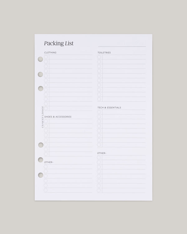 Packing List