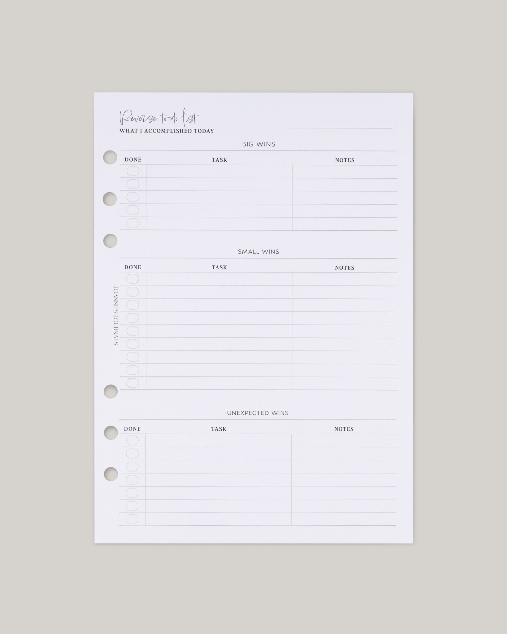 Reverse to-do list