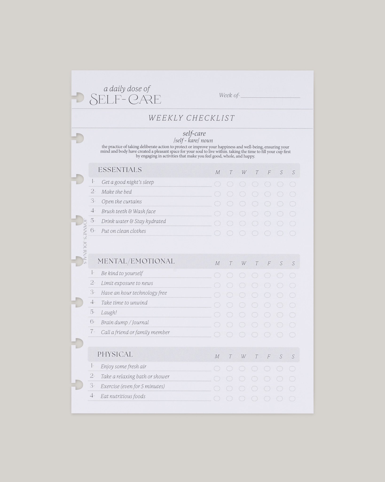 Self - Care Checklist