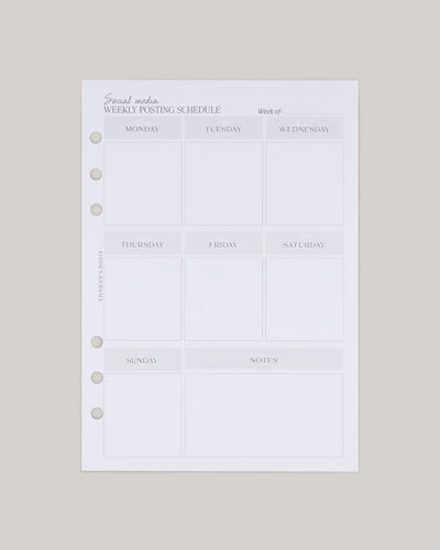 Social Media Weekly Posting Schedule