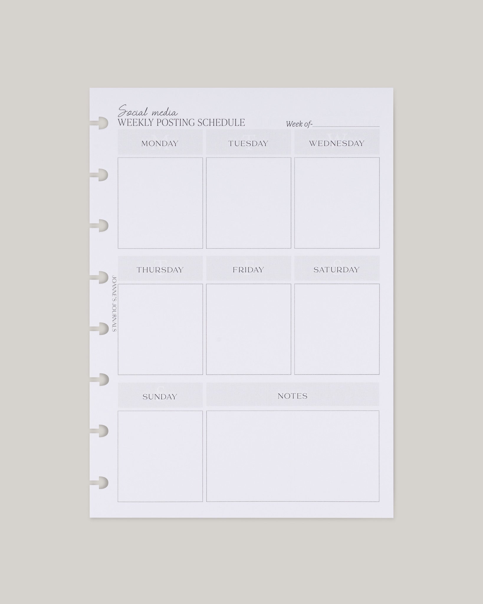 Social Media Weekly Posting Schedule
