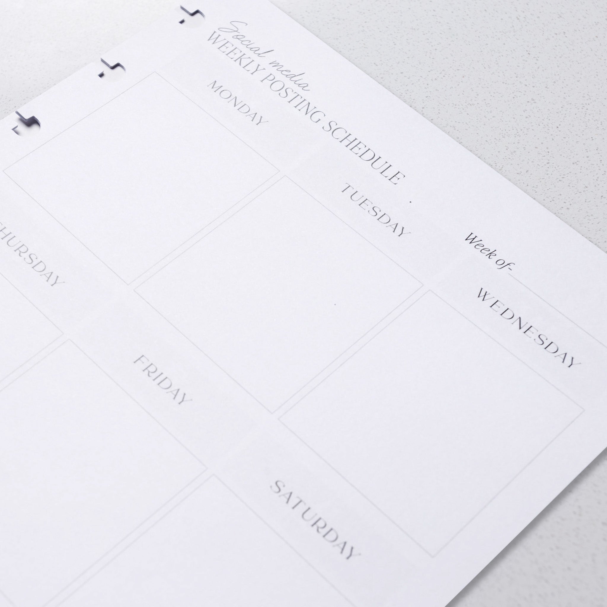 Social Media Weekly Posting Schedule