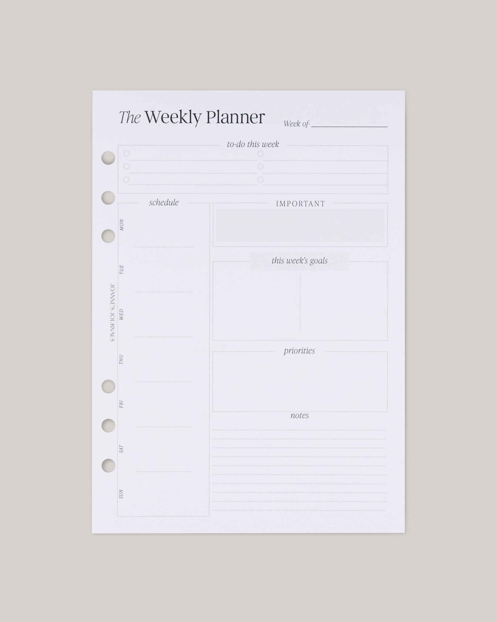 The Weekly Planner