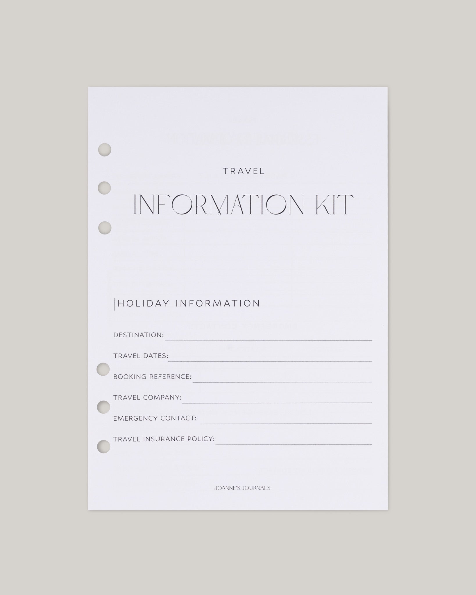 Travel Information Kit