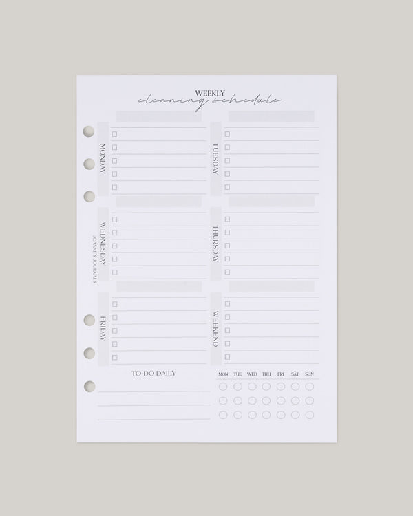 Weekly Cleaning Schedule