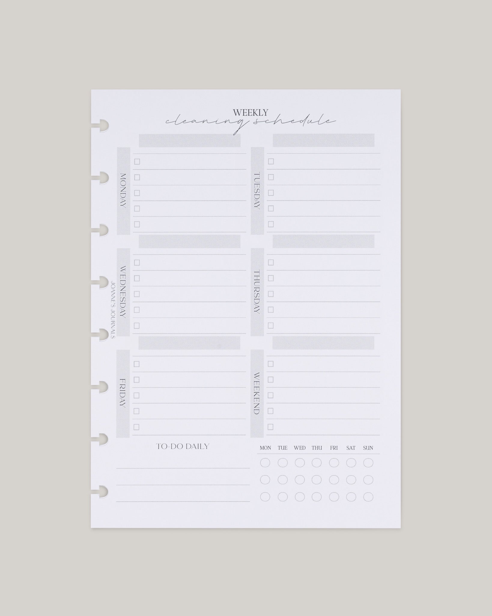 Weekly Cleaning Schedule