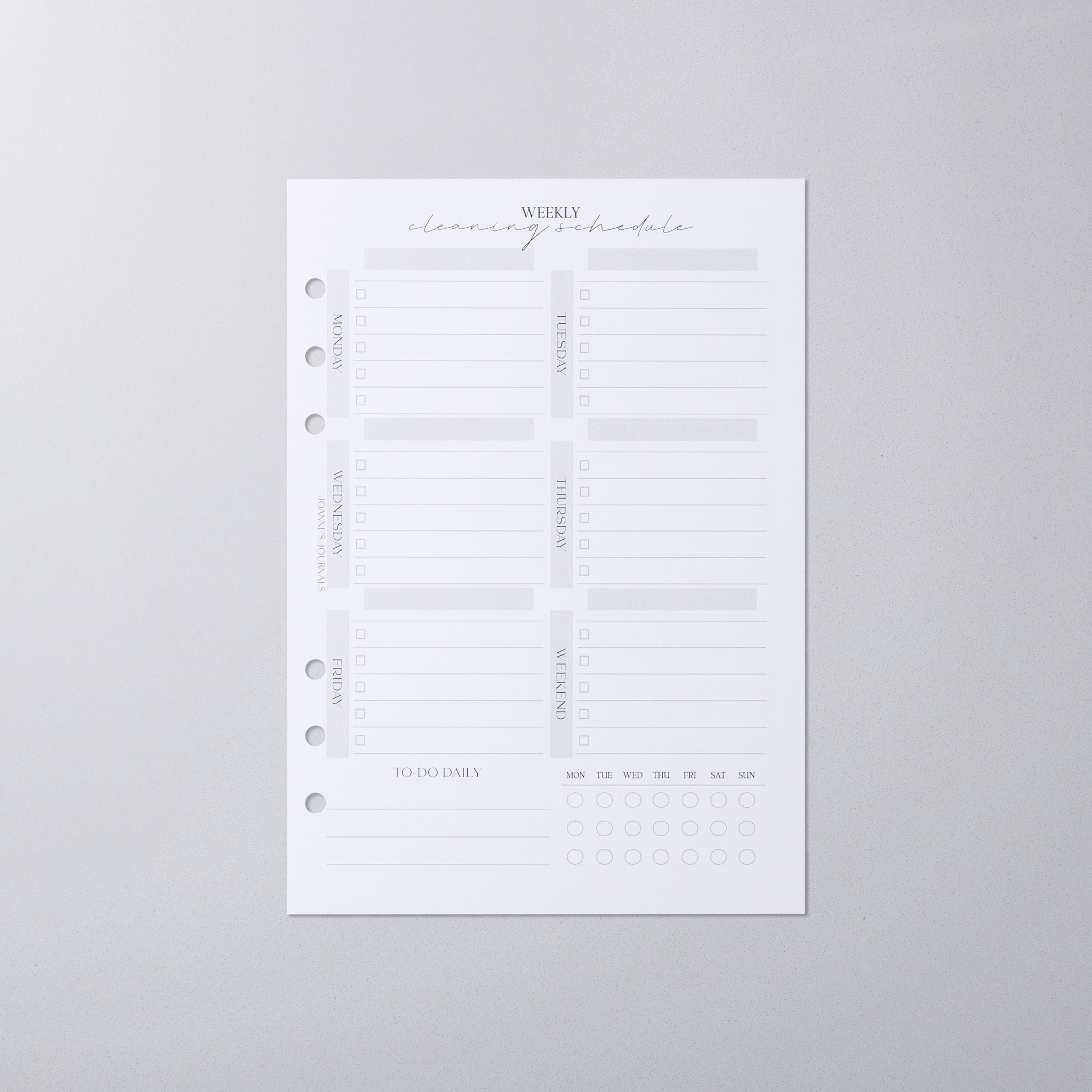 Weekly Cleaning Schedule
