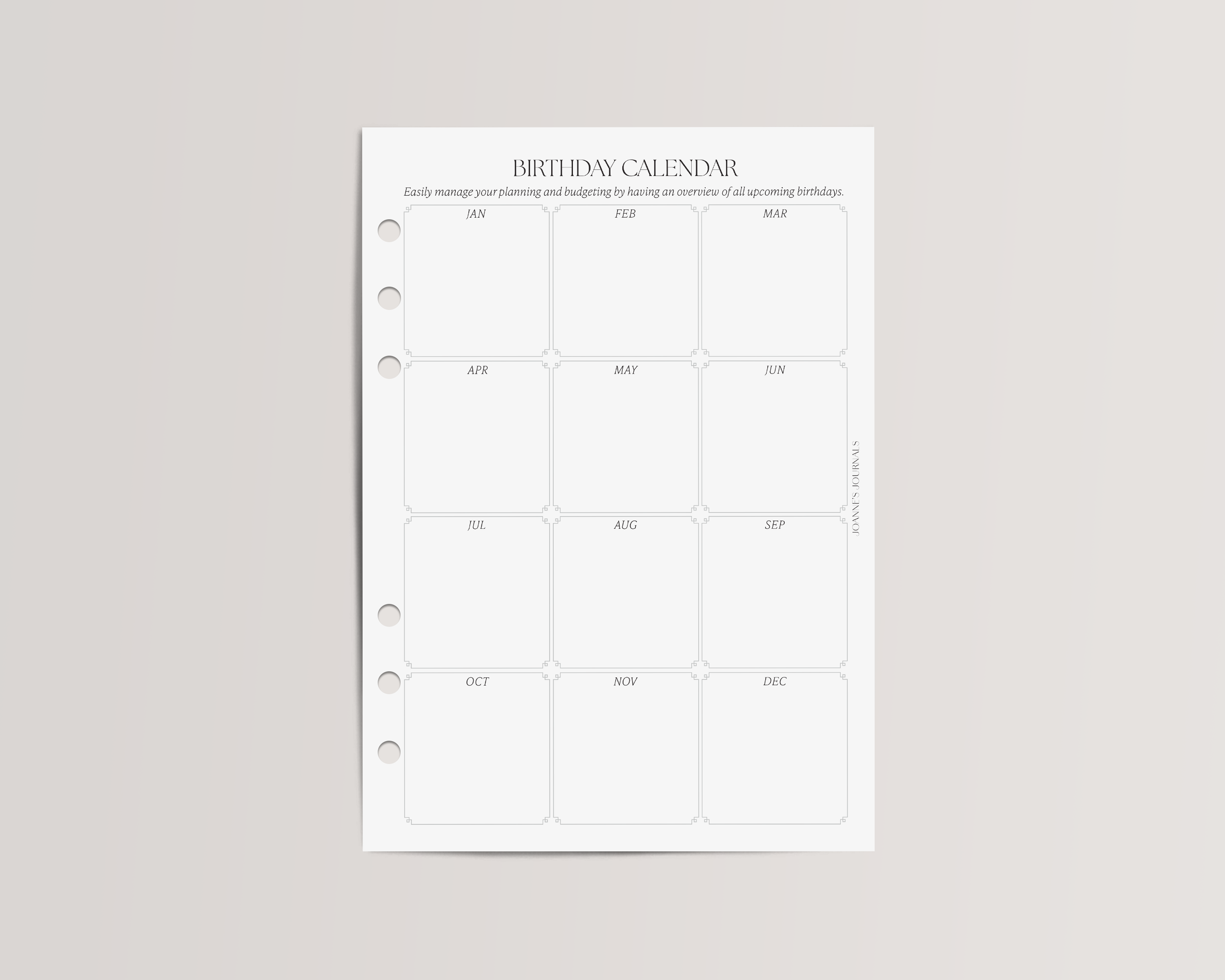 Birthday Calendar