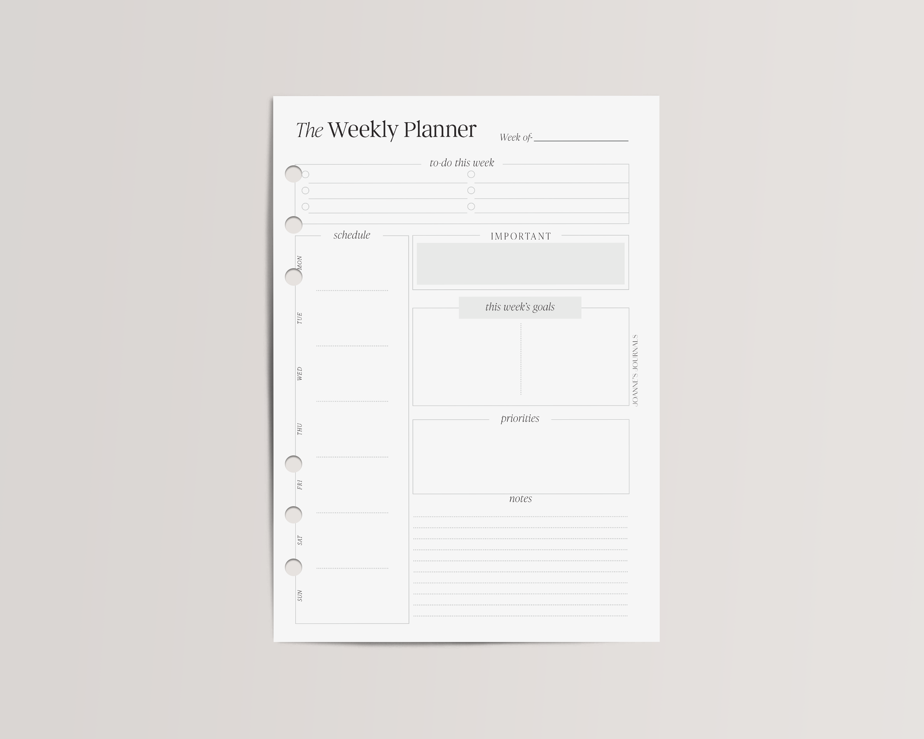 The Weekly Planner